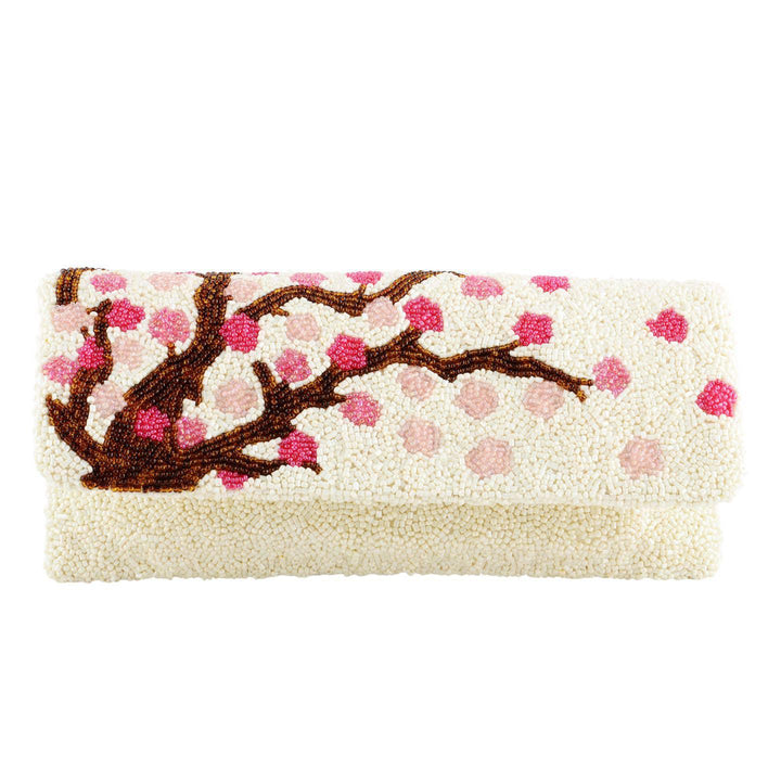 Cherry Blossom Fold Over Beaded Clutch