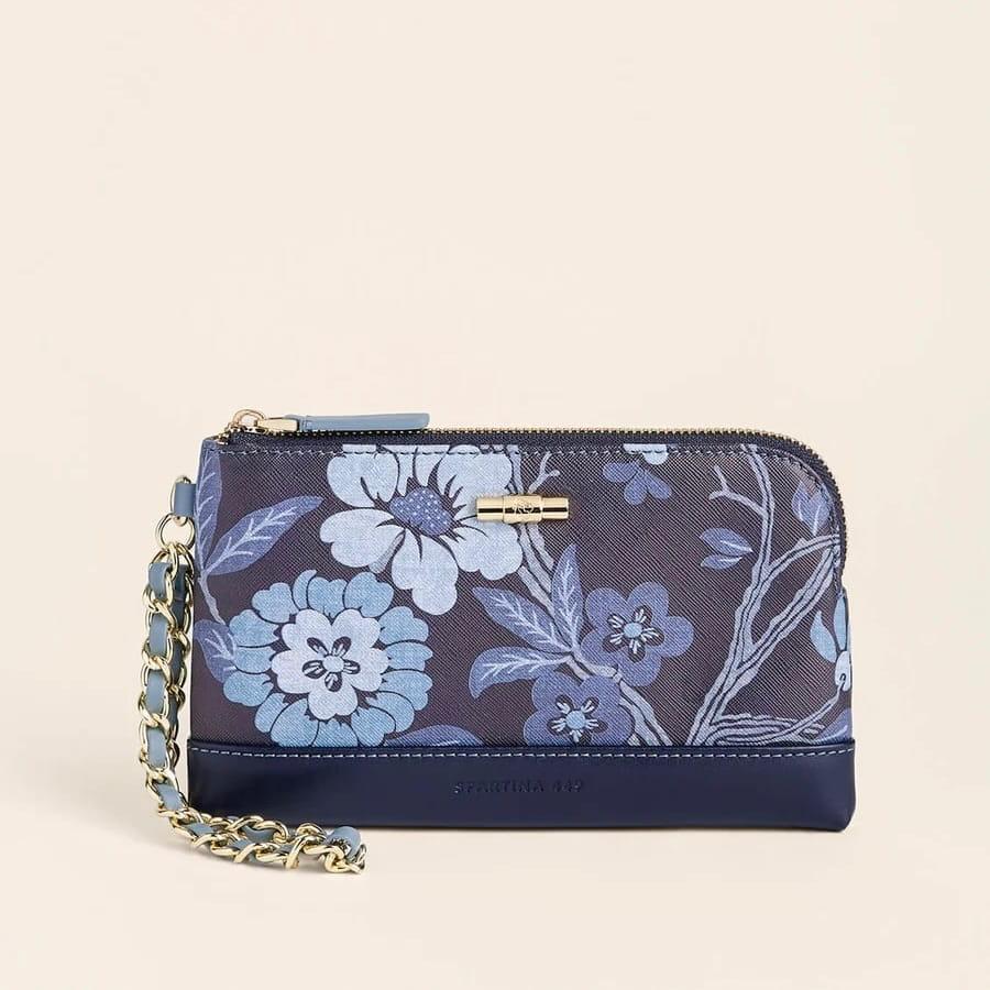 Japonica Floral Navy Sinclair Wristlet