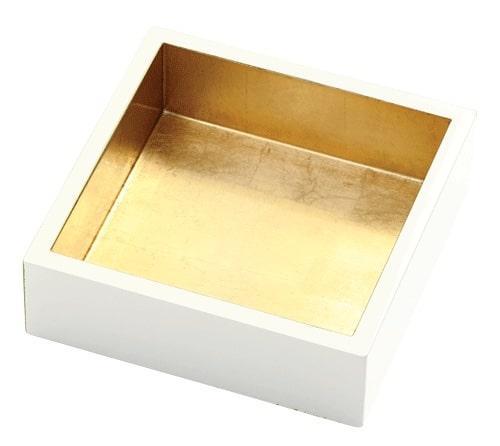 Ivory & Gold Lacquer Cocktail Napkin Holder