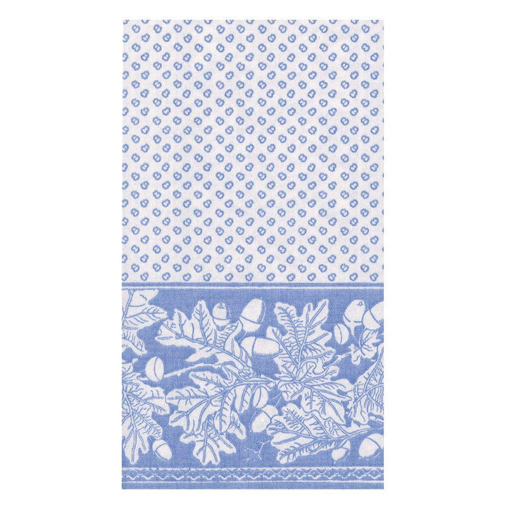 French Blue Oak Leaves & Acorns Linen Guest Towel Napkins