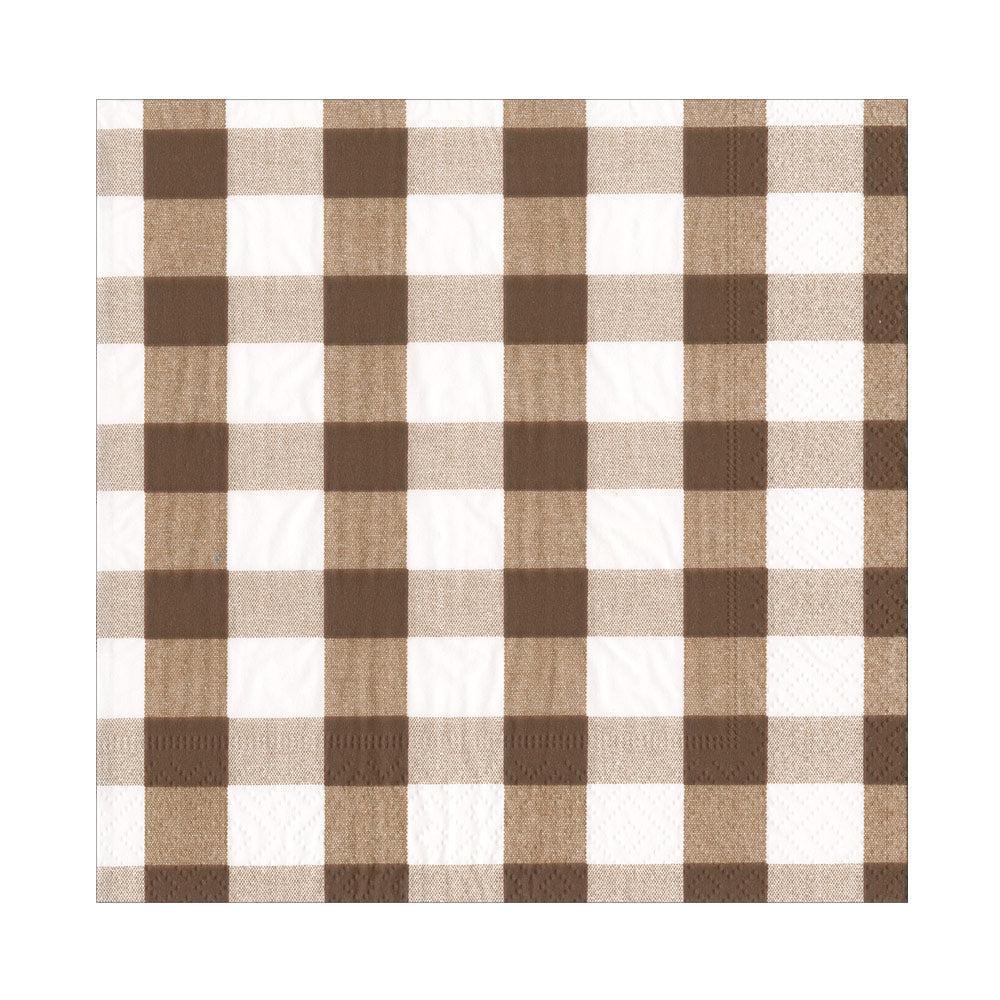 Chocolate Gingham Luncheon Napkins