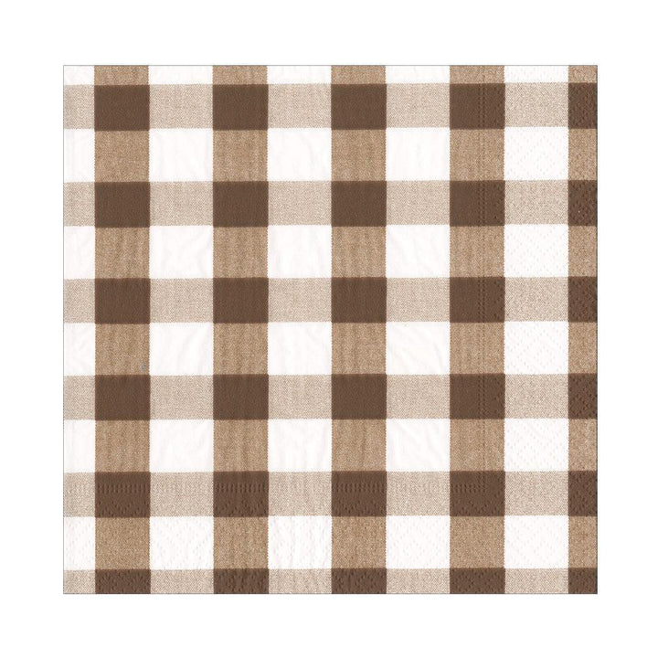 Chocolate Gingham Luncheon Napkins