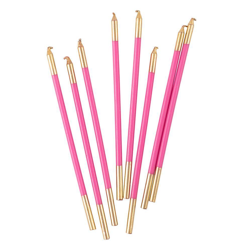 Fuchsia & Gold Birthday Slim Candles