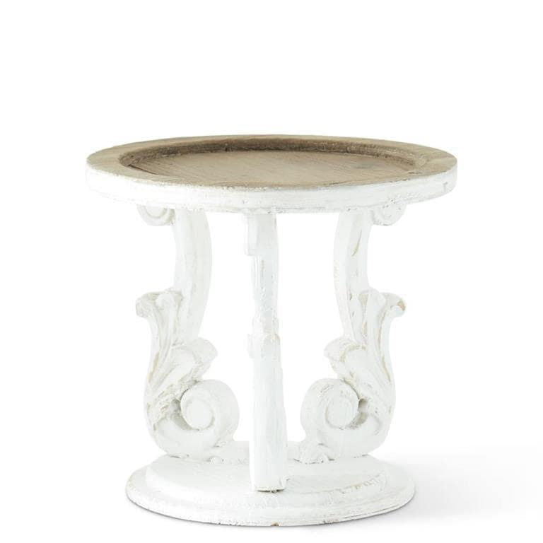 Whitewashed Ornate Wood Riser
