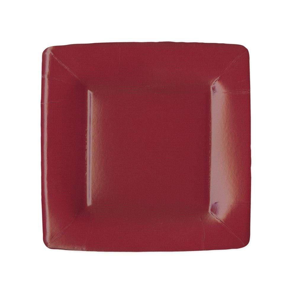 Grosgrain Cranberry  Square Paper Salad & Dessert Plates