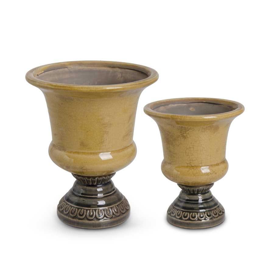 Crackled Butterscotch Glazed Terracotta Urn