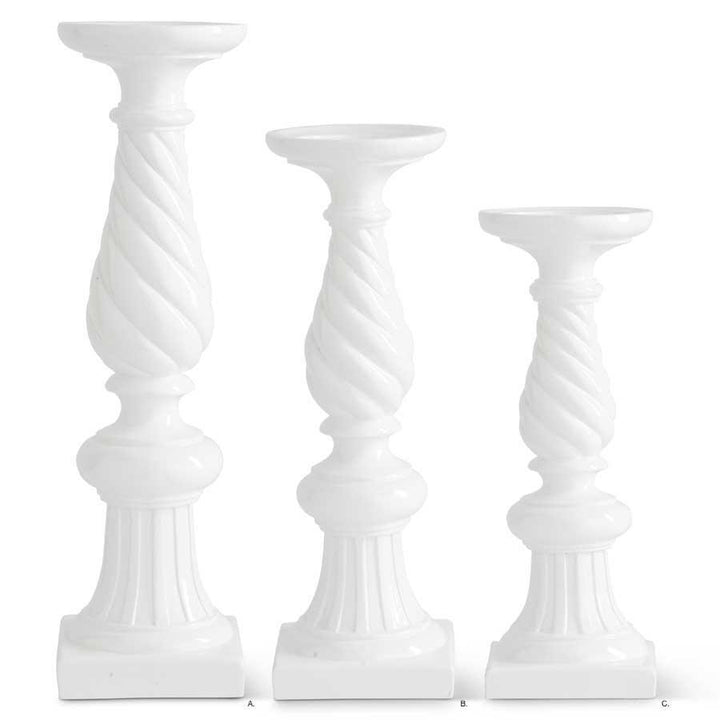 White Spiral Candle Holders