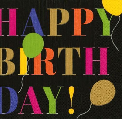 Birthday Surprise Black Napkin Cocktail