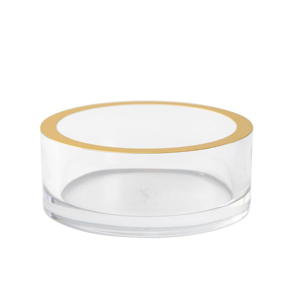 Clear Acrylic Wine Bottle Coaster & Coaster Holder | Gold Rim