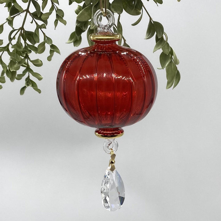 Glass Ornament with Crystal Dangle