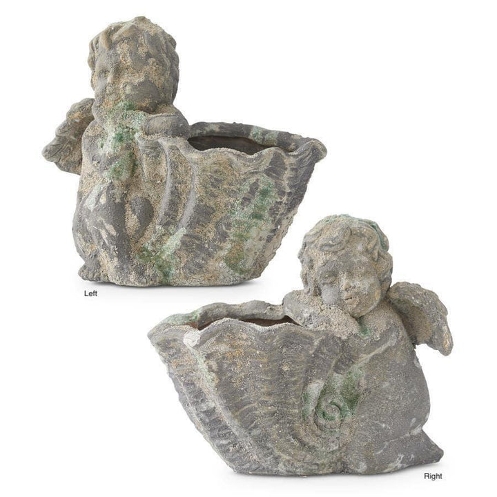 Clay Distressed Patina Angels Planter