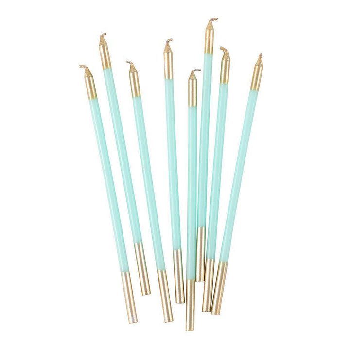 Robin Egg & Gold Birthday Slim Candles