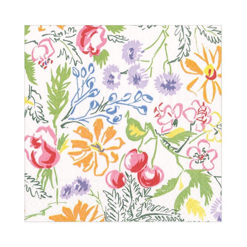 Cerise Floral Luncheon Napkins