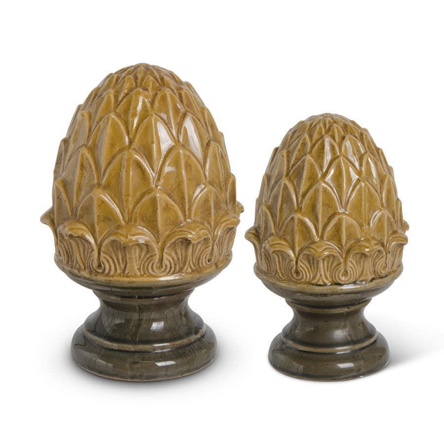Crackled Butterscotch Glazed Artichoke Finials