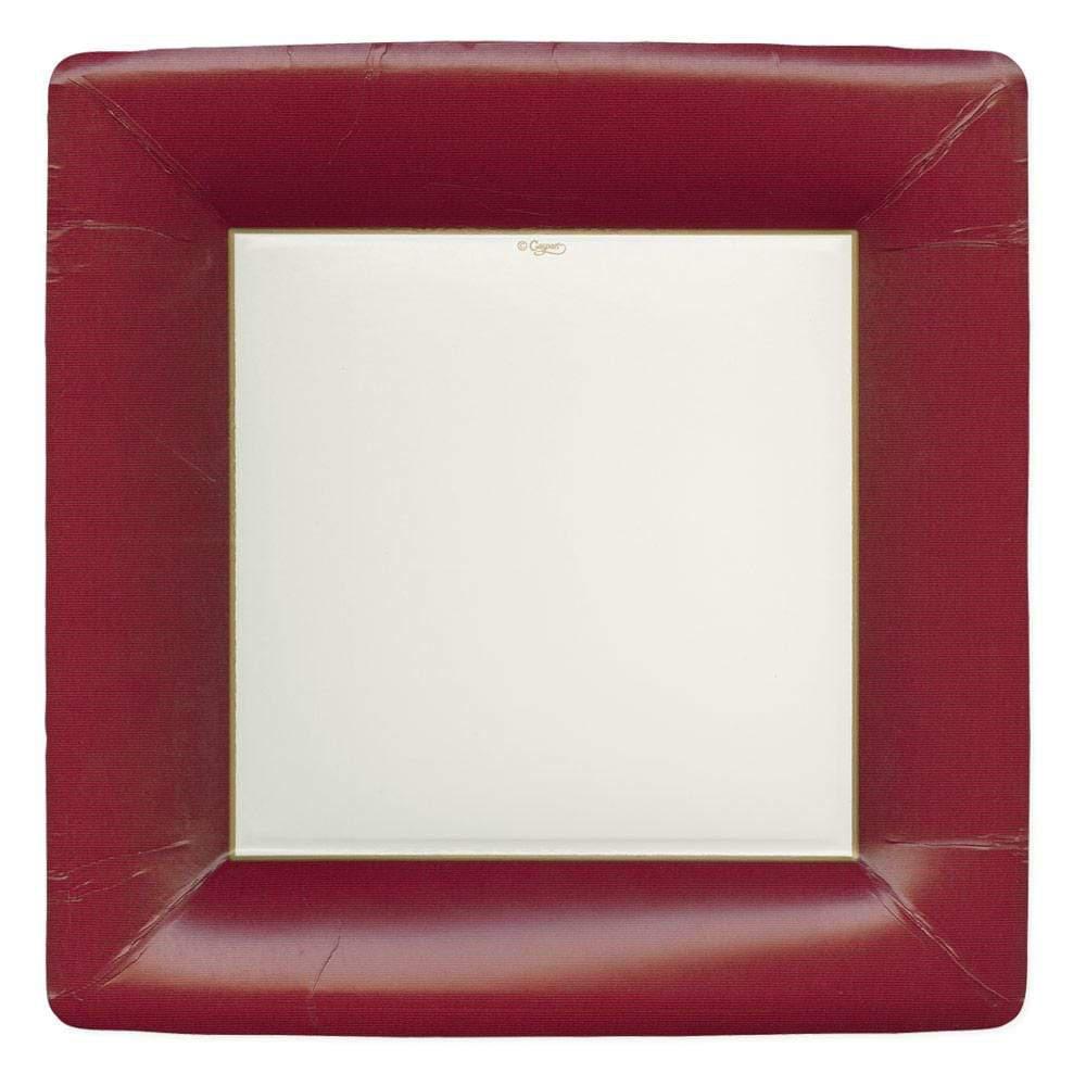 Grosgrain Cranberry Square Paper Dinner Plates