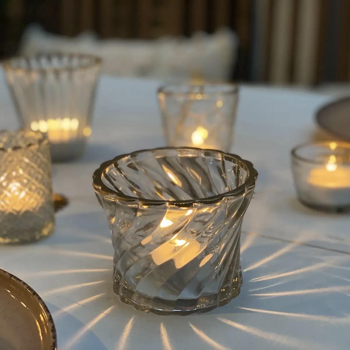 Swirled Glass Tea Light Holder