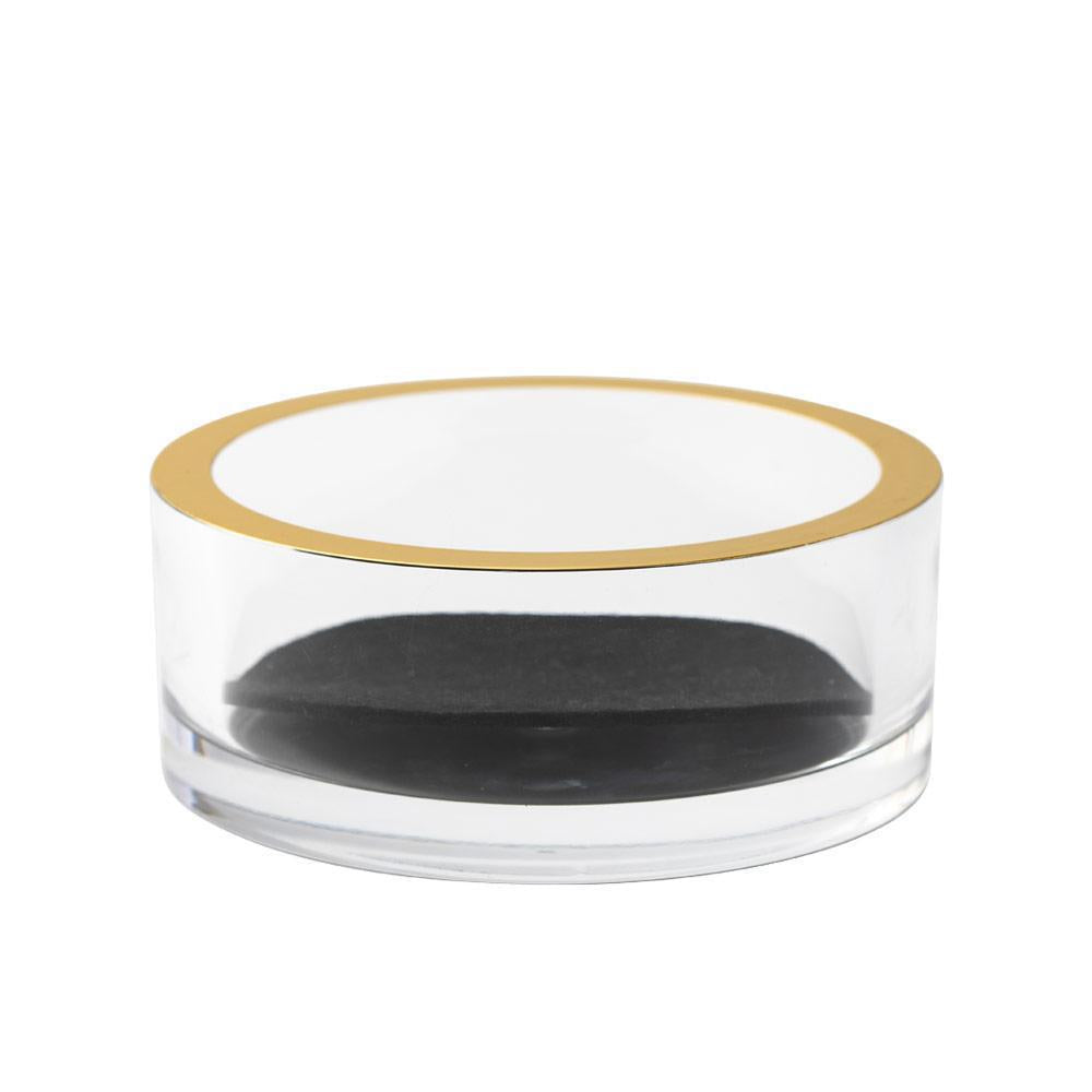 Clear Acrylic Wine Bottle Coaster & Coaster Holder | Gold Rim