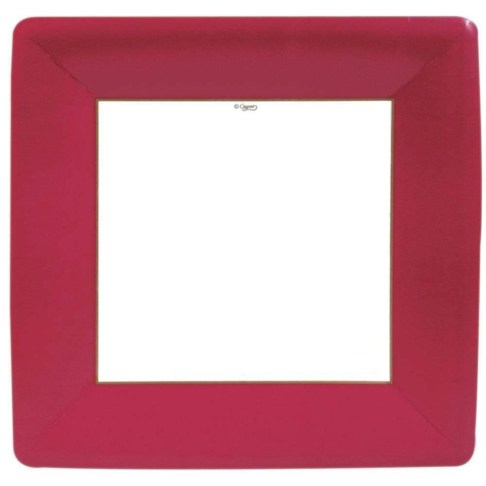 Grosgrain Red Square Paper Dinner Plates