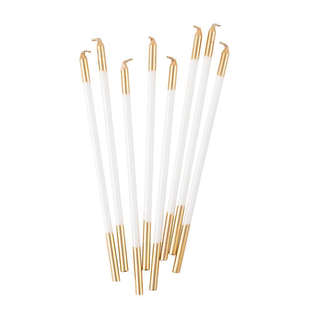 White & Gold Birthday Slim Candles