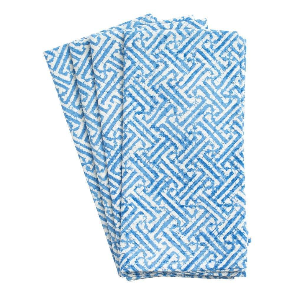 Fretwork Cotton Napkins | Blue